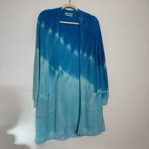 Anthropologie Blue Ombre Watercolor Open‎ Front Cardigan